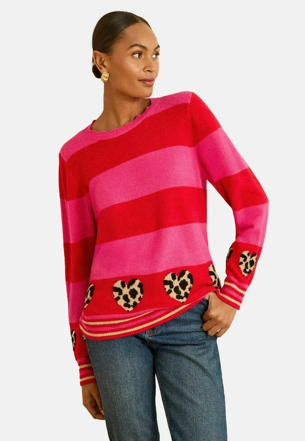 ANIMAL HEART - Strickpullover - pink and red stripe