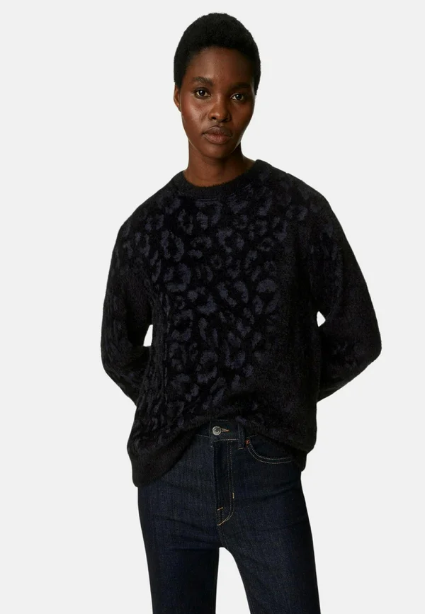 ANIMAL PRINT COSY - Strickpullover - navy mix
