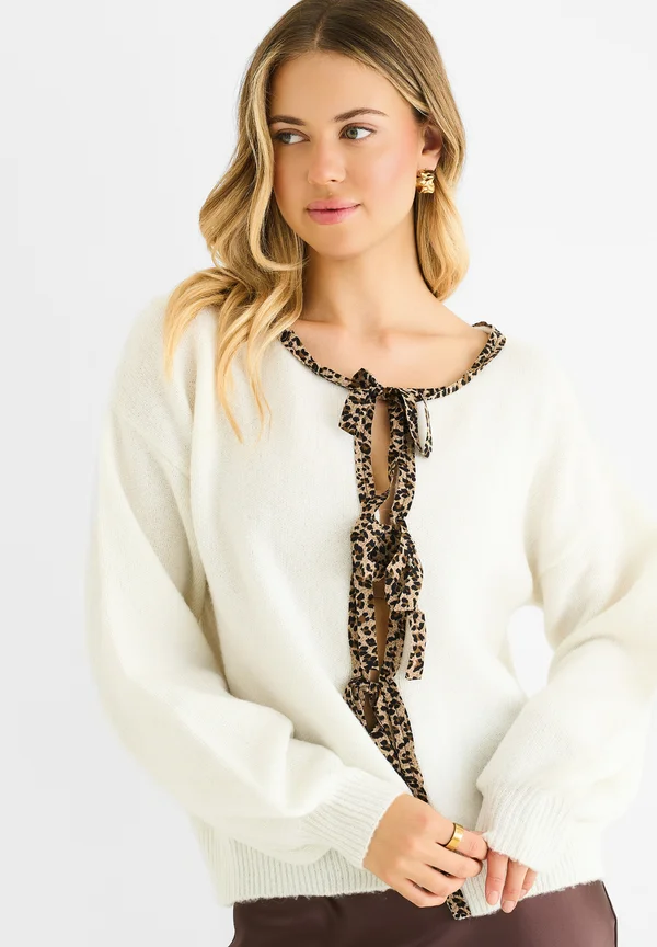 ANIMAL TIE - Strickjacke - cream