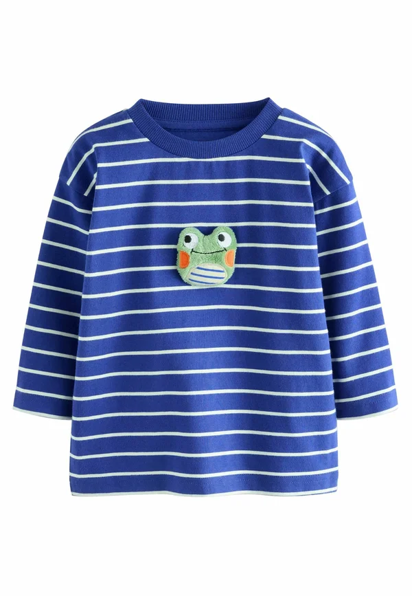 APPLIQUÉ - Langarmshirt - blue white stripe frog