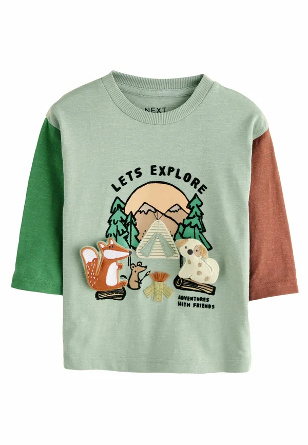 APPLIQUÉ - Langarmshirt - green camping animals
