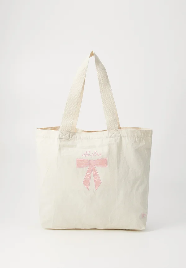 APPLIQUE BOW TOTE - Shopping Bag - beige