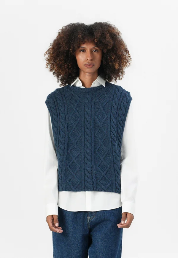 ARAN CABLE OVERSIZE TANK - Strickpullover - navy