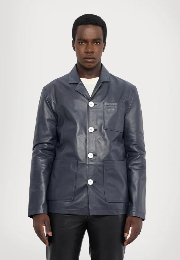 ARCHIE JACKET - Lederjacke - dark blue