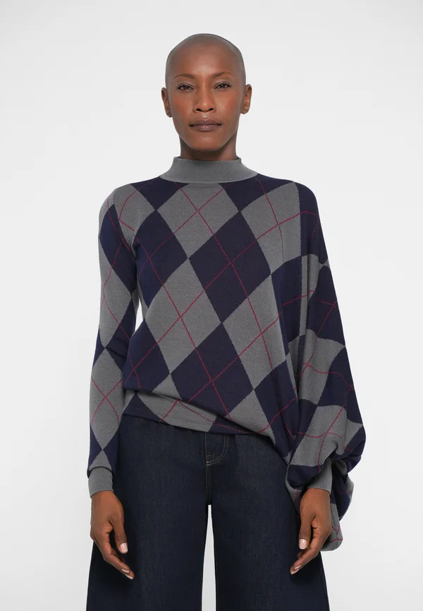 ARGYLE PATTERN  - Strickpullover - navy/grey