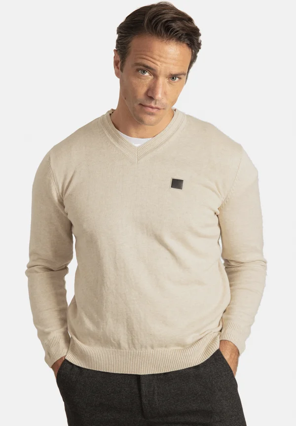 ARM PATCH V-NECK - Strickpullover - light beige