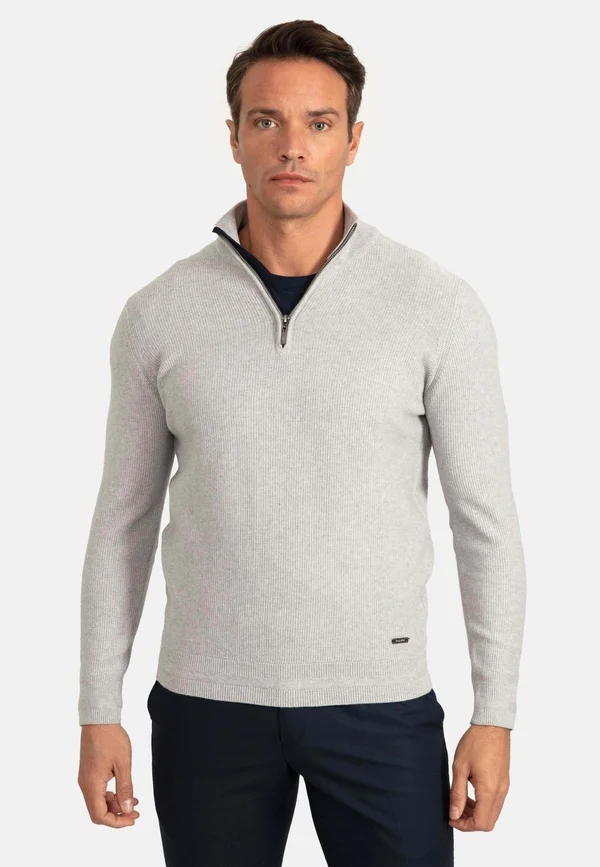 ARM PATCHED HALF - Strickpullover - grey melange