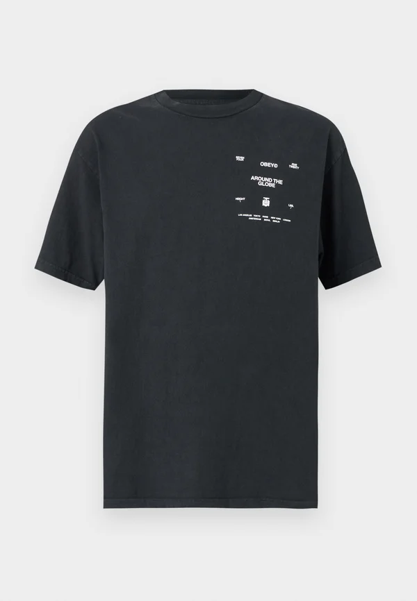 AROUND THE GLOBE UNISEX - T-Shirt print - pigment true vintage black