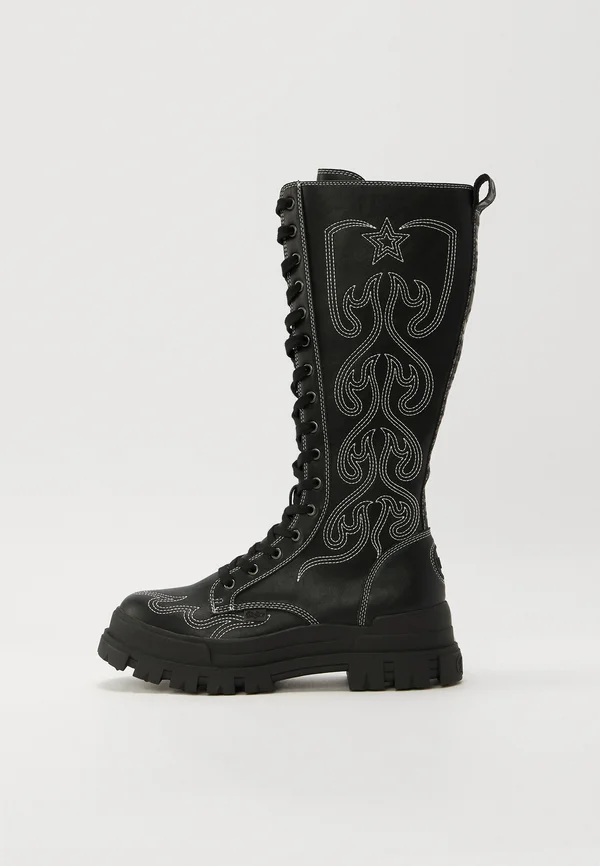ASPHA ON WEST - Schnürstiefel - black/white