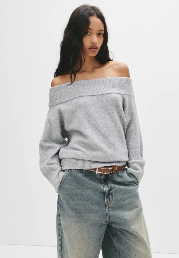 ASYMMETRIC SOFT - Strickpullover - light grey