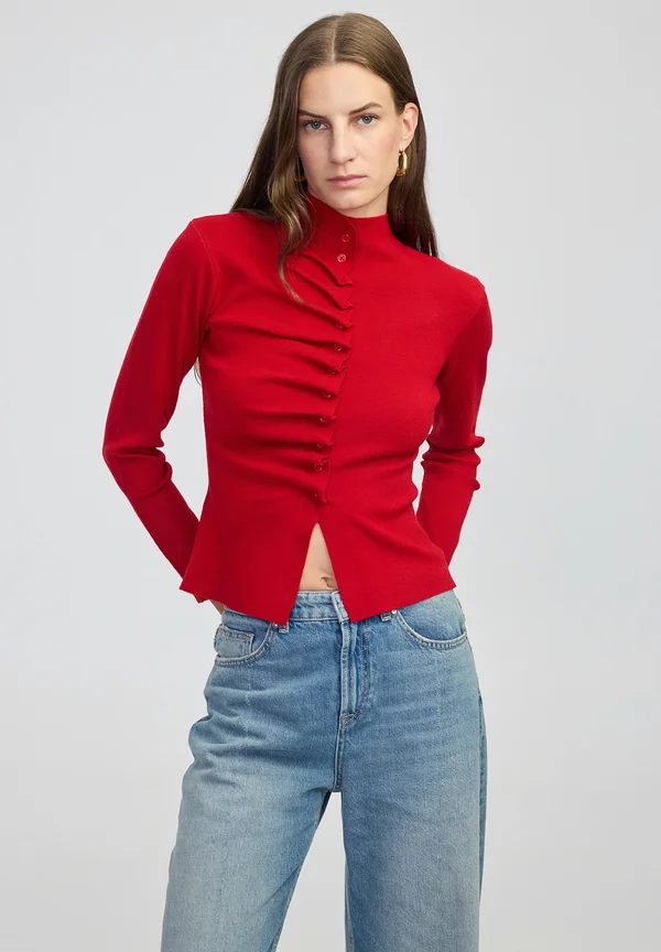 ASYMMETRIC - Strickjacke - red