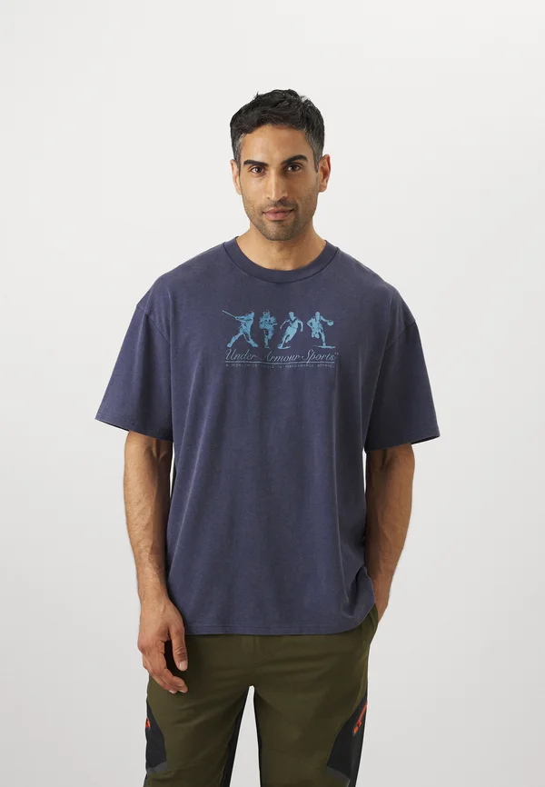ATHLETES  - T-Shirt print - washed navy/blue smoke