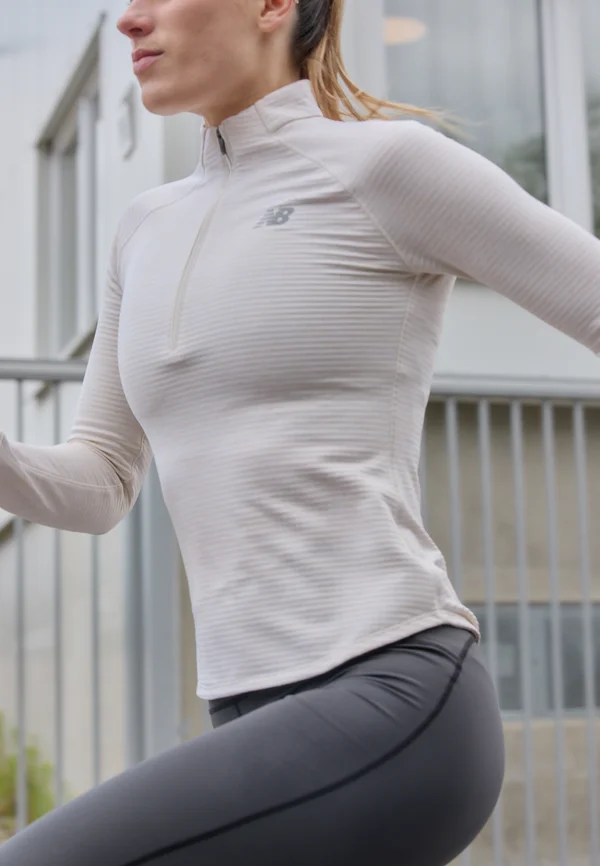 ATHLETICS GRID 1/2 ZIP - Langarmshirt - beige