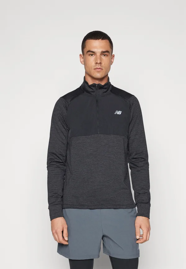 ATHLETICS GRID 1/2 ZIP - Langarmshirt - black