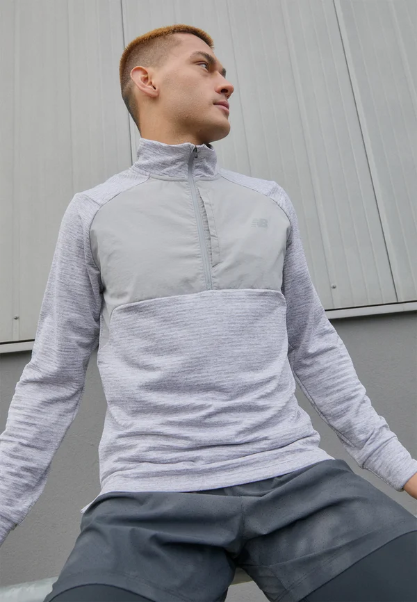 ATHLETICS HEAT GRID ZIP - Langarmshirt - athletic grey