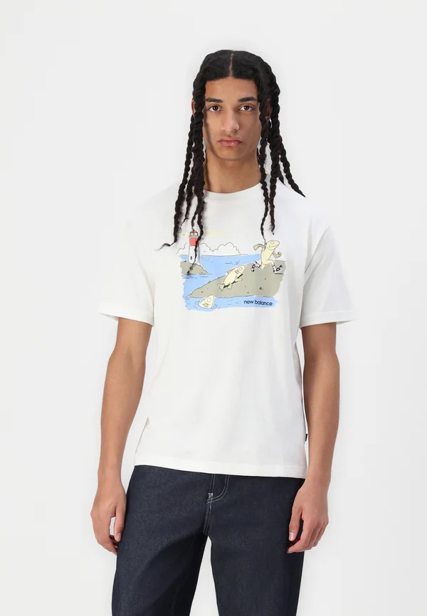 ATHLETICS RUNNING FISH - T-Shirt print - sea salt