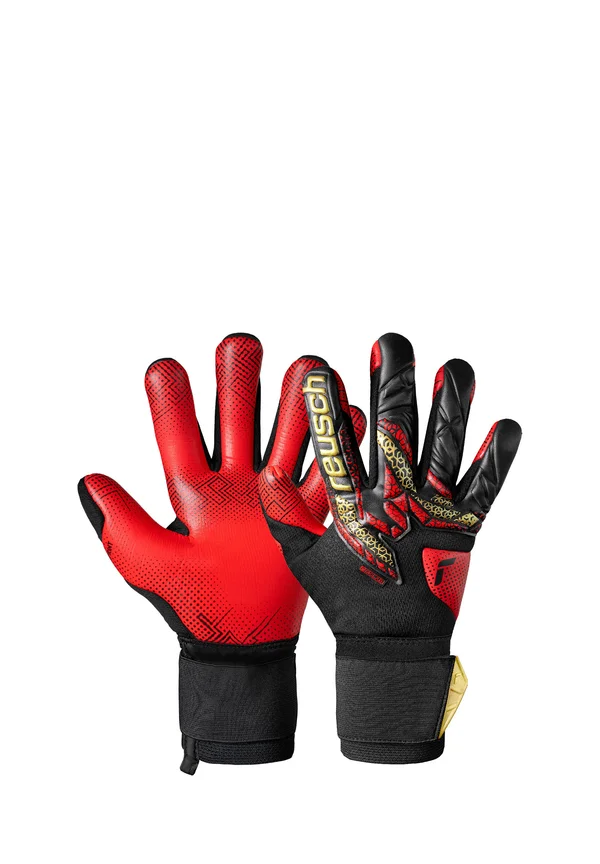 ATTRAKT GLUEPRINT - Torwarthandschuh - blck gold firy red