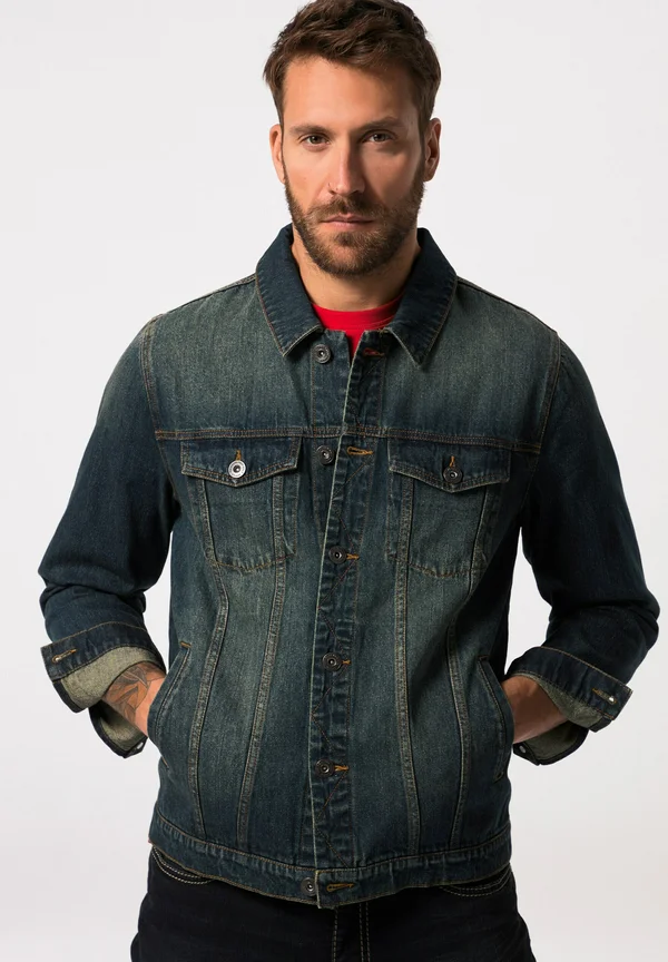 AVEC POCHES POITRINE ET PATTE DE BOUTONNAGE - Jeansjacke - dark blue