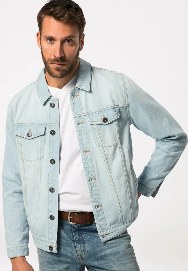AVEC POCHES POITRINE ET PATTE DE BOUTONNAGE - Jeansjacke - light-blue denim