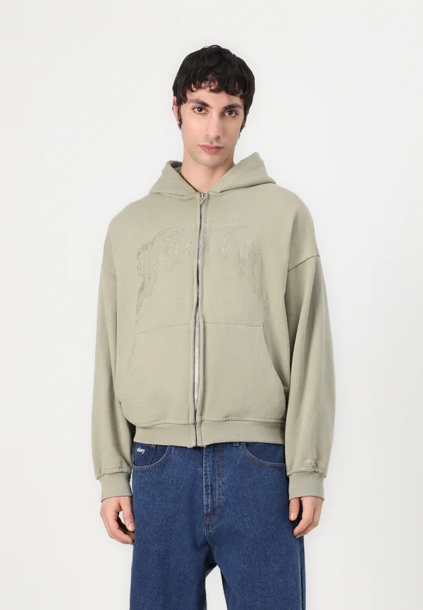 AVES RHINESTONE FRONT ZIP - Sweatjacke - grass