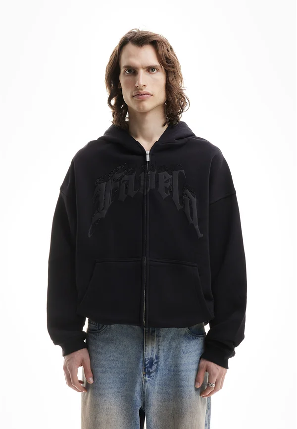 AVES RHINESTONE FRONTZIP UNISEX - Sweatjacke - black