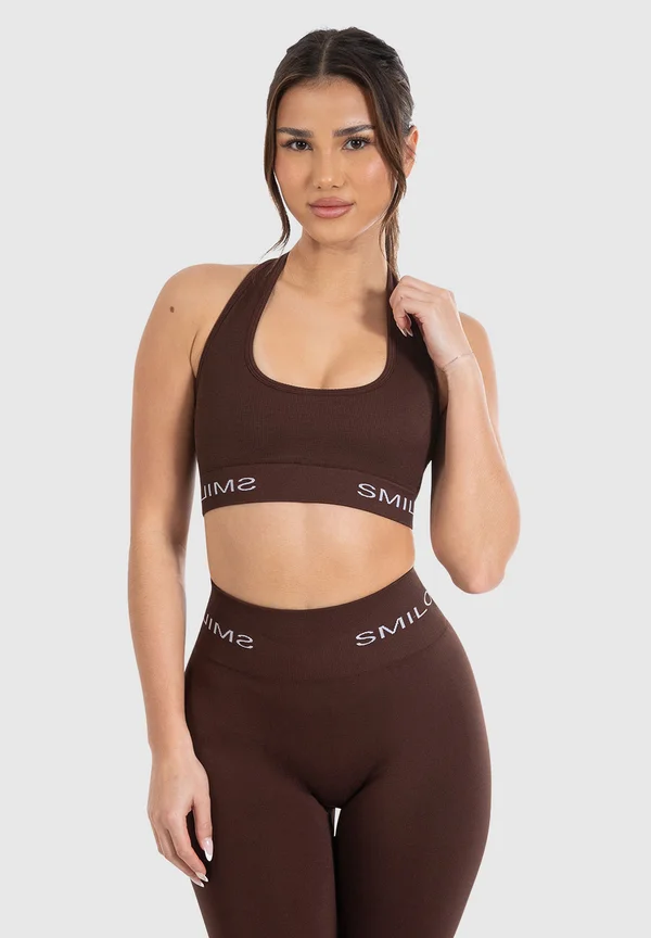 AZURA RIBBED NECK HOLDER BRA - Sport-BH mit mittlerer Stützkraft - braun