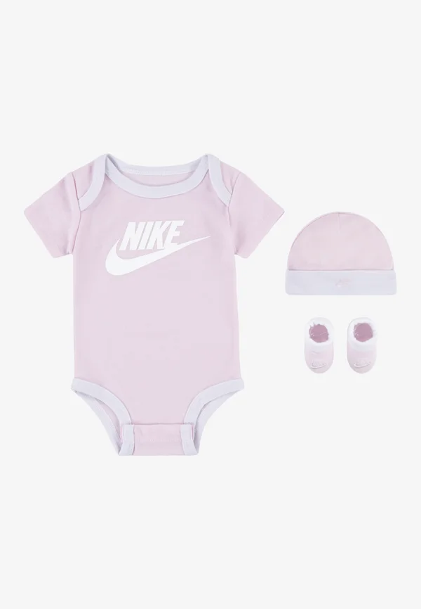 BABY 3 PIECE BOOTIES BEANIE SET - Geschenk zur Geburt - pink foam