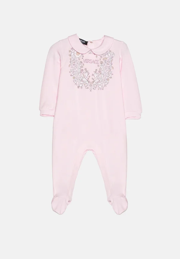 BABY BODYSUIT WITH FEET LOGO BAROCCO PRINT UNISEX - Strampler - newbornpink
