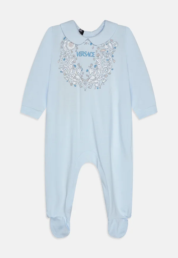 BABY BODYSUIT WITH FEET LOGO BAROCCO PRINT UNISEX - Strampler - newbornblue