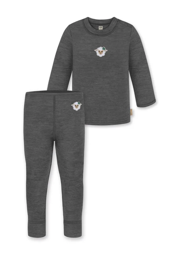 BABY WINTER MERINO UNTERWÄSCHE SET FEINSTRICK WOLLPULLOVER UND HOSE  - Unterhose lang - anthrazit