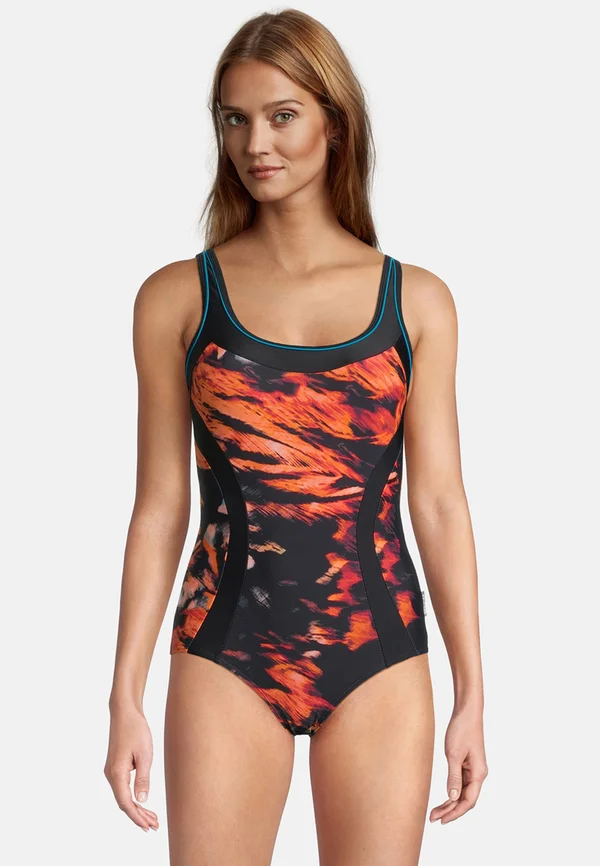 BADEANZUG FEATHERS - Badeanzug - schwarz bunt