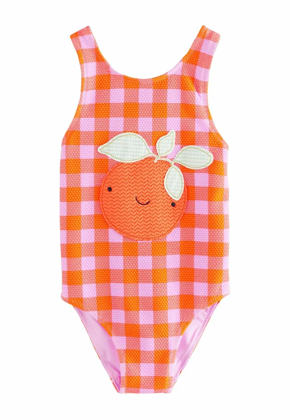 Badeanzug - purple orange check