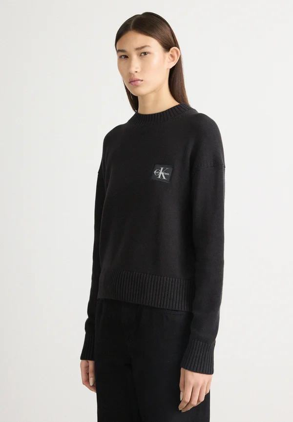 BADGE SWEATER - Strickpullover - black