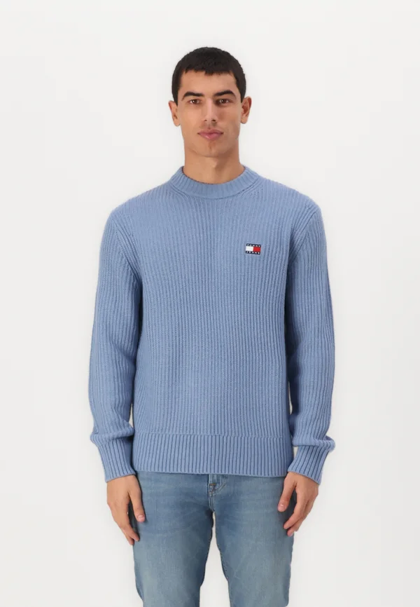 BADGE TEXTURED C NECK - Strickpullover - colorado blue