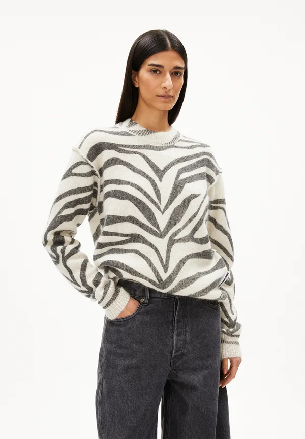 BALBAA ZEBRARAA - Strickpullover - oatmilk-black