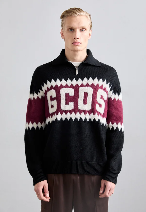 BAND LOGO ARGYLE  - Strickpullover - black