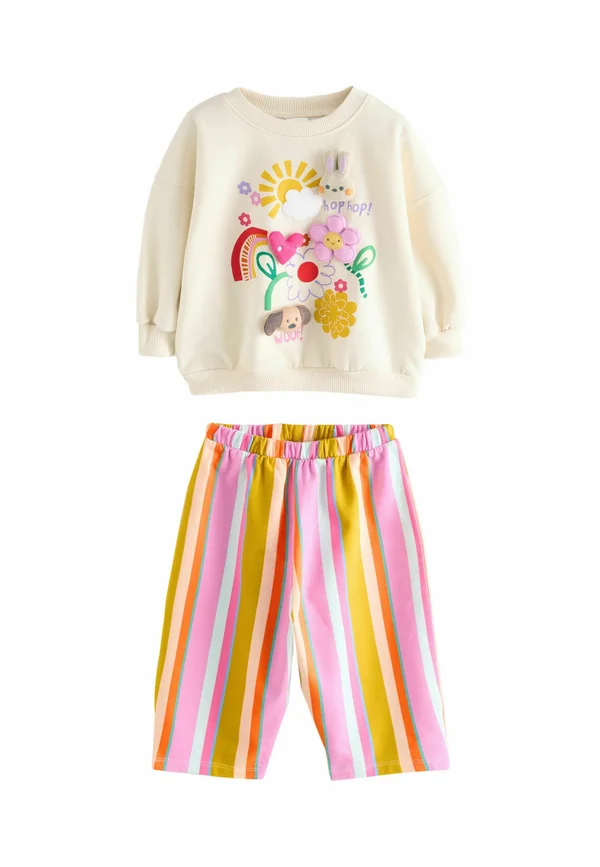 BARREL LEG JOGGERS SET - Trainingsanzug - cream stripe padded characters