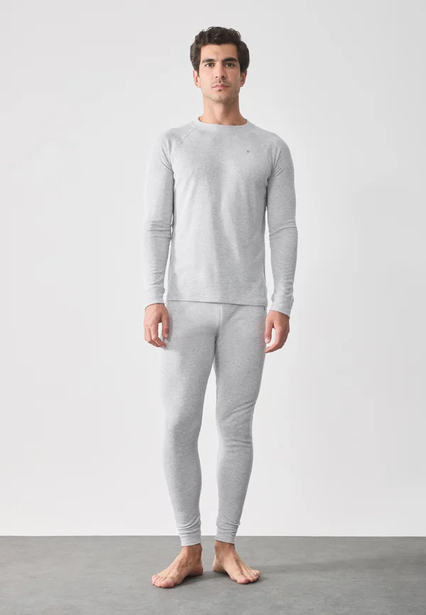 BASE LAYER SET LONG SLEEVE TOP LEGGINGS - Unterhemd/-shirt - mottled light grey