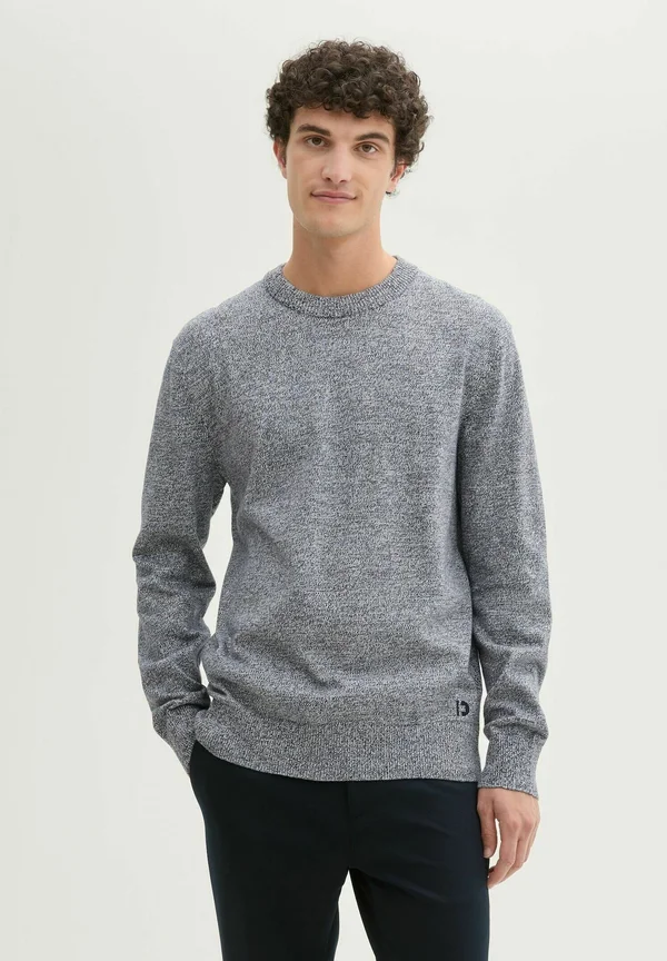 BASIC CREWNECK  - Strickpullover - navy white mouline