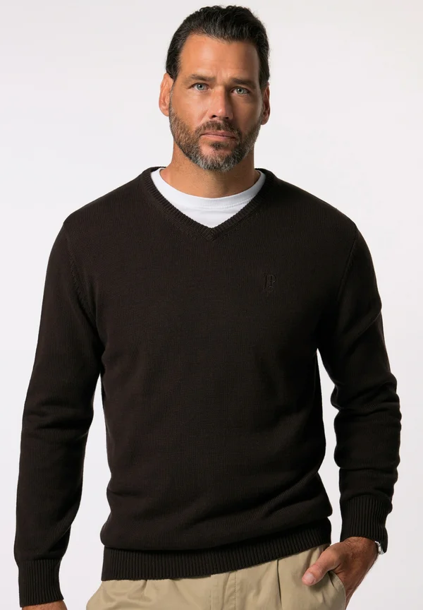 BASIC-FORM V-AUSSCHNITT - Strickpullover - deep black