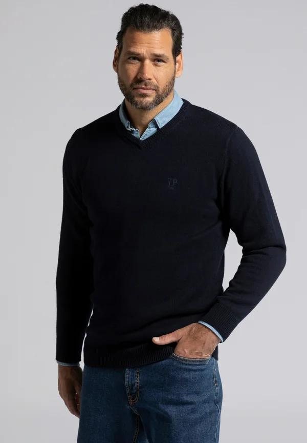 BASIC-FORM V-AUSSCHNITT - Strickpullover - dunkel marine