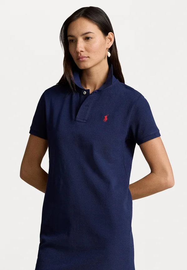 BASIC MESH SHORT SLEEVE COTTON DRESS - Freizeitkleid - newport navy