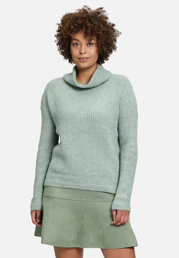 BASIC MIT TURTLE NECK - Strickpullover - grey green melange