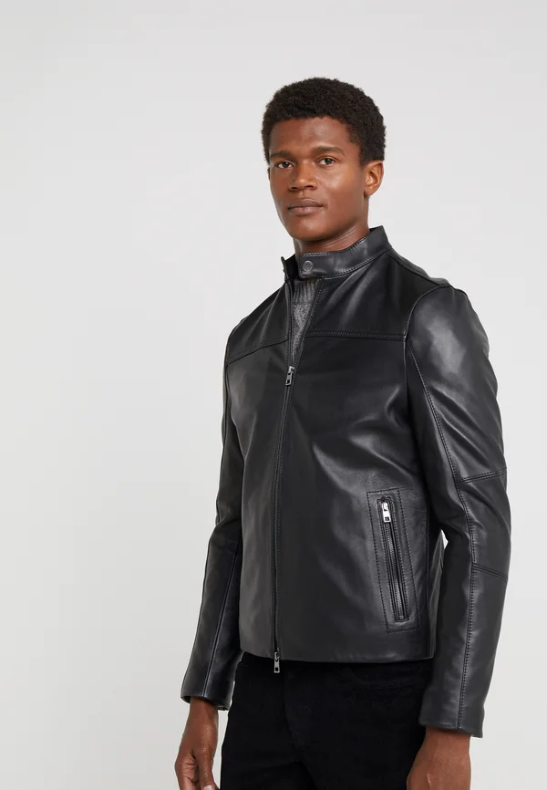 BASIC RACER JACKET - Lederjacke - black