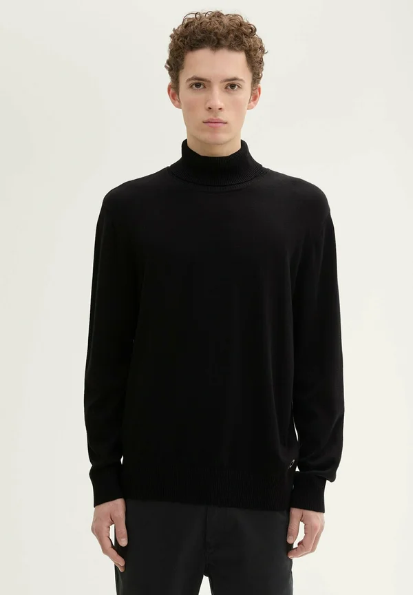 BASIC ROLLKRAGEN - Strickpullover - black