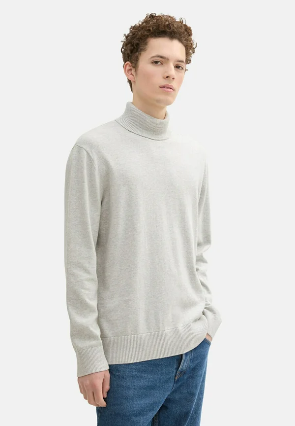 BASIC ROLLKRAGEN - Strickpullover - light stone grey melange