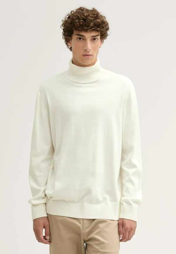 BASIC ROLLKRAGEN - Strickpullover - wool white
