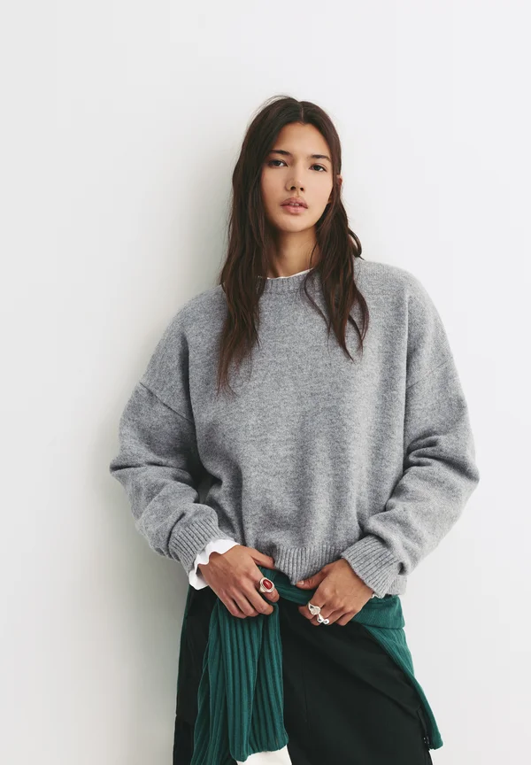 BASIC - Strickpullover - light grey