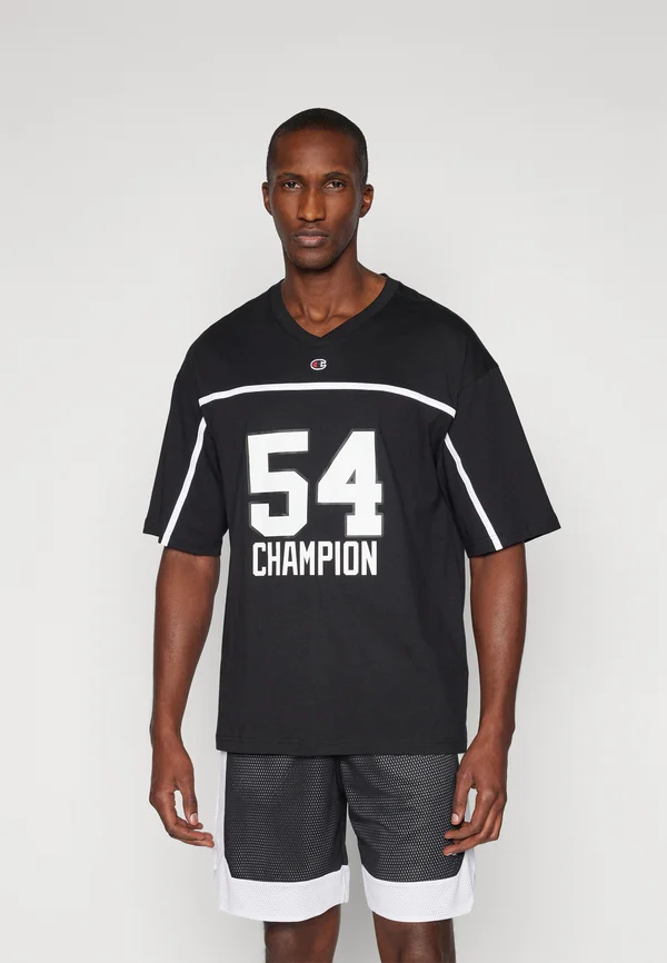 BASKETBALL INSPIRED V NECK - T-Shirt print - black/white