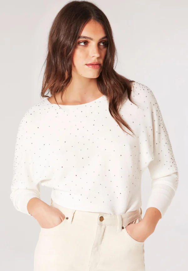 BATWING - Strickpullover - white